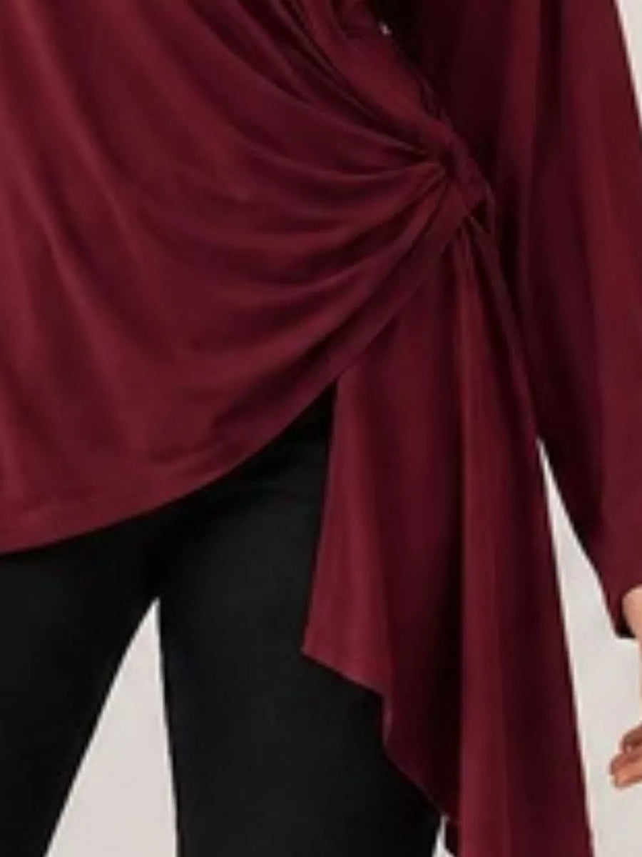 100% polyester Care instructions: Machine wash cold wrap top in Khaki with relaxed silhouette