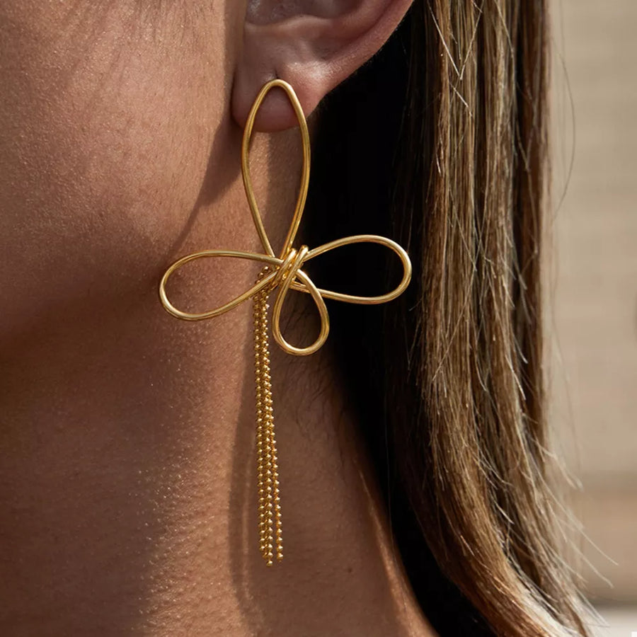 gold earrings with long and post-back