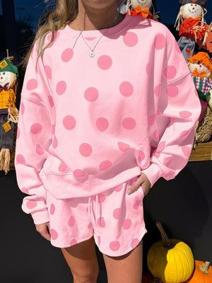 Apricot lounge set with elastic waist and long sleeve