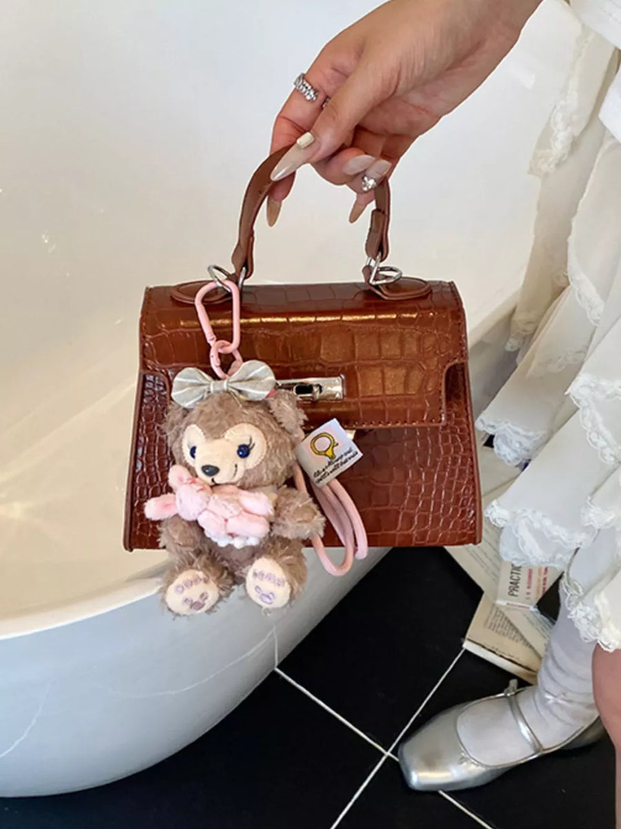 Crocodile-embossed Medium Handbag option 6