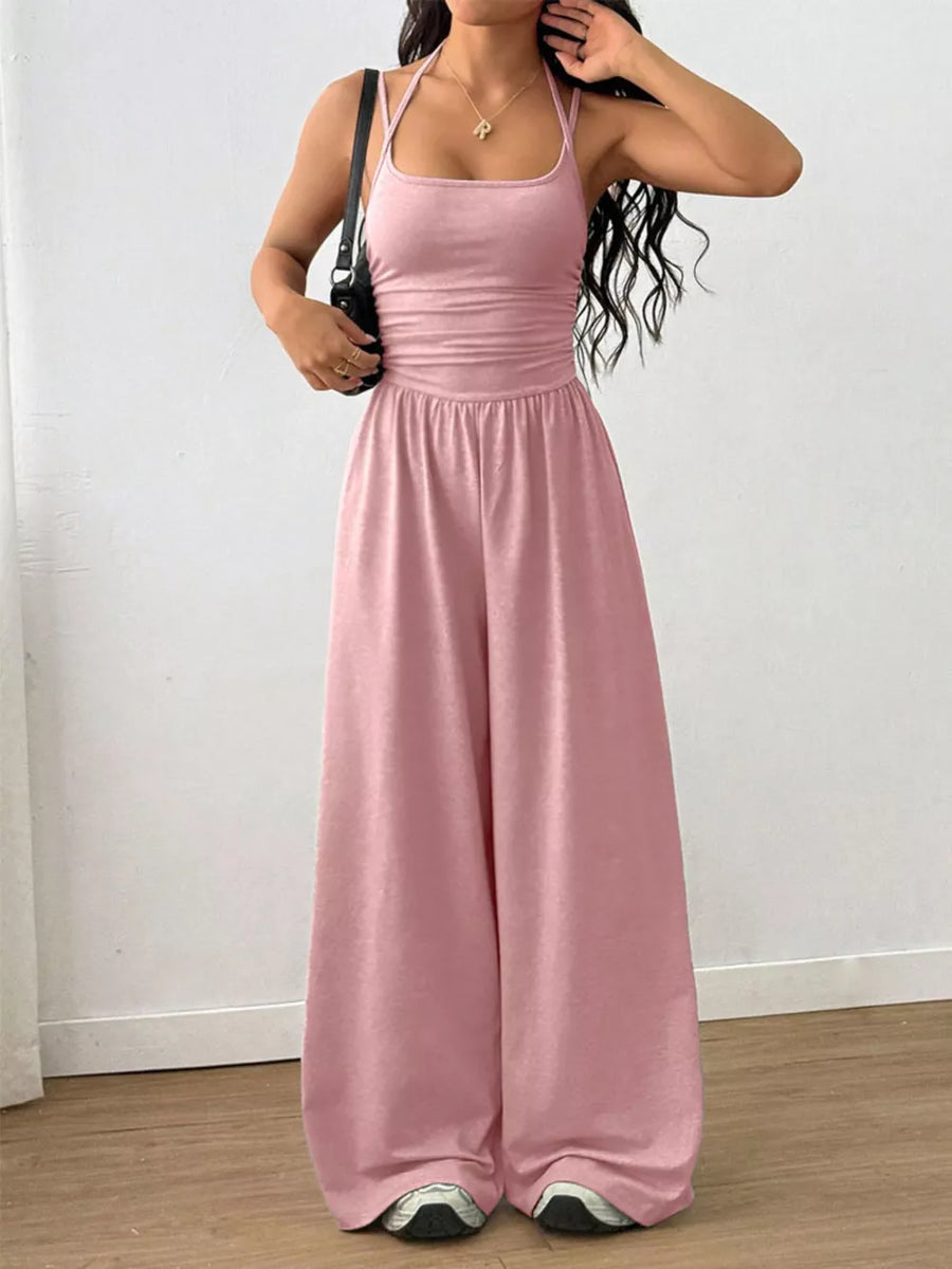 100% polyester Care instructions: Machine wash cold jumpsuit in Wine Red with flared silhouette