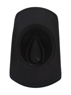 Black polyester cowboy hat with classic shape and comfortable fit.