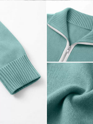 Teal relaxed pullover sweater with collared