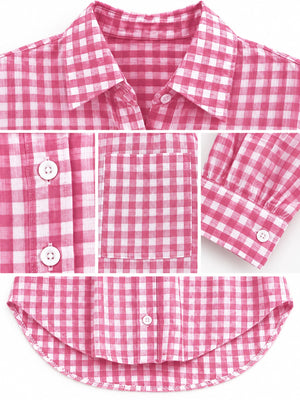 Red button-down shirt