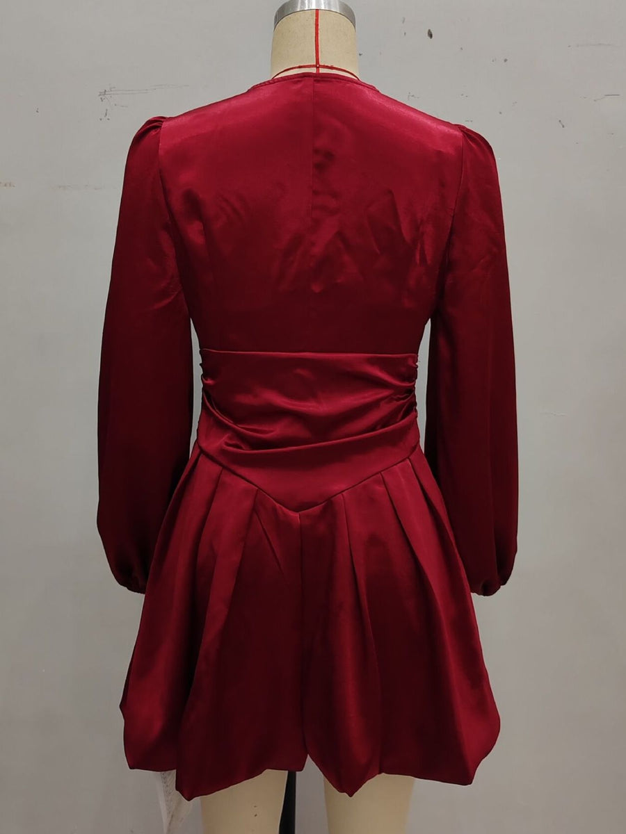 Red mini dress with mini and back-zip