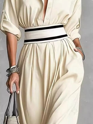 modern maxi dress in Apricot with collared
