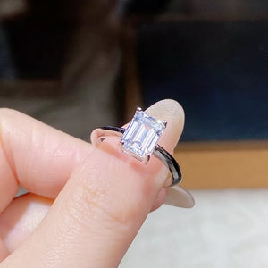 ring in clear with geometric and moissanite stone