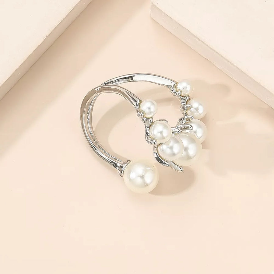 Synthetic Pearl,18K Gold-Plated,Alloy,Silver-plated Care instructions: Avoid wea ring in silver with open silhouette