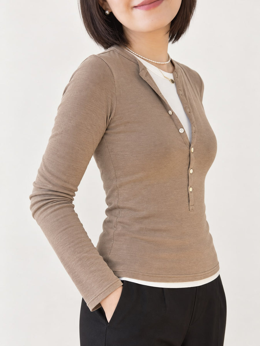 henley in Dark Gray with lightweight and hip-length