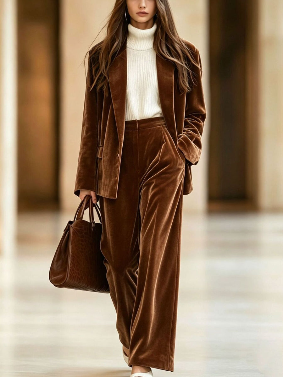 blazer in cognac featuring buttoned and relaxed fit