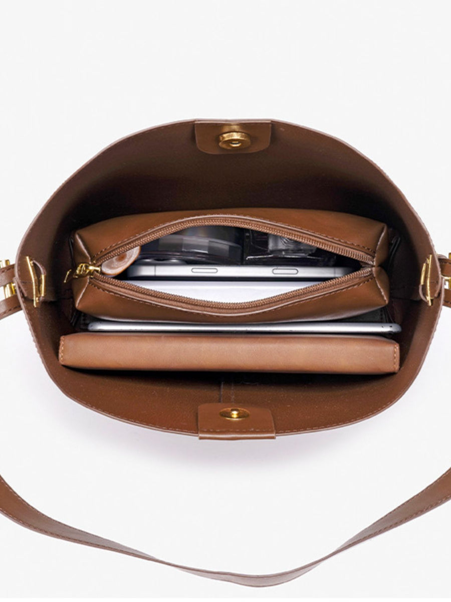 Medium Adjustable Strap Shoulder Bag in Apricot with adjustable straps