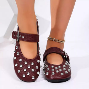 PU Leather, Rubber Imported Size & Mary Jane flats in Black with round toe silhouette