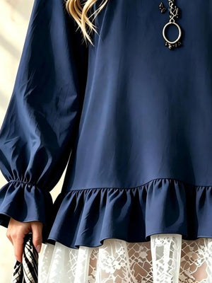 Camel A-line mini dress with v-neck