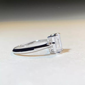 925 sterling silver, Moissanite Carat weight: 2CT Care instructions: Avoid weari ring in Silver with fitted silhouette