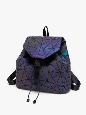 backpack in black with geometric and geometric pattern