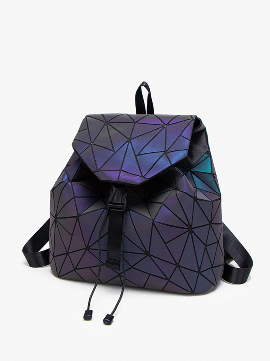 backpack in black with geometric and geometric pattern