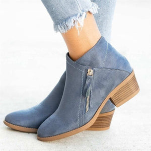 boots in camel with round toe and ankle-length