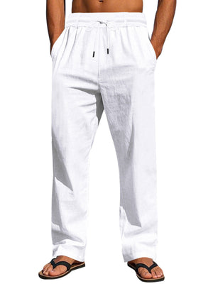 Green wide-leg pants with full-length and drawstring