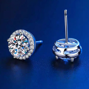 925 sterling silver,Moissanite Carat weight: 1ct Care instructions: Avoid wearin earrings in Silver with round silhouette