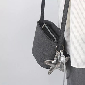 charcoal handbag with not applicable and zip-front