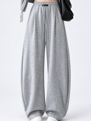 Cotton 50& sweatpants in White Gray-Spring And Fall-Tall with loose silhouette