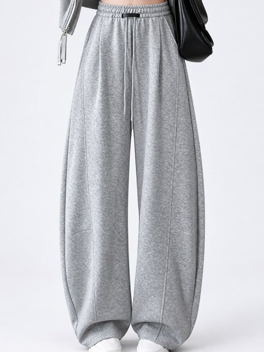 Cotton 50& sweatpants in White Gray-Spring And Fall-Tall with loose silhouette