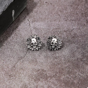 ACCESSORIES in Black with skull-sunflower motif and stud earring