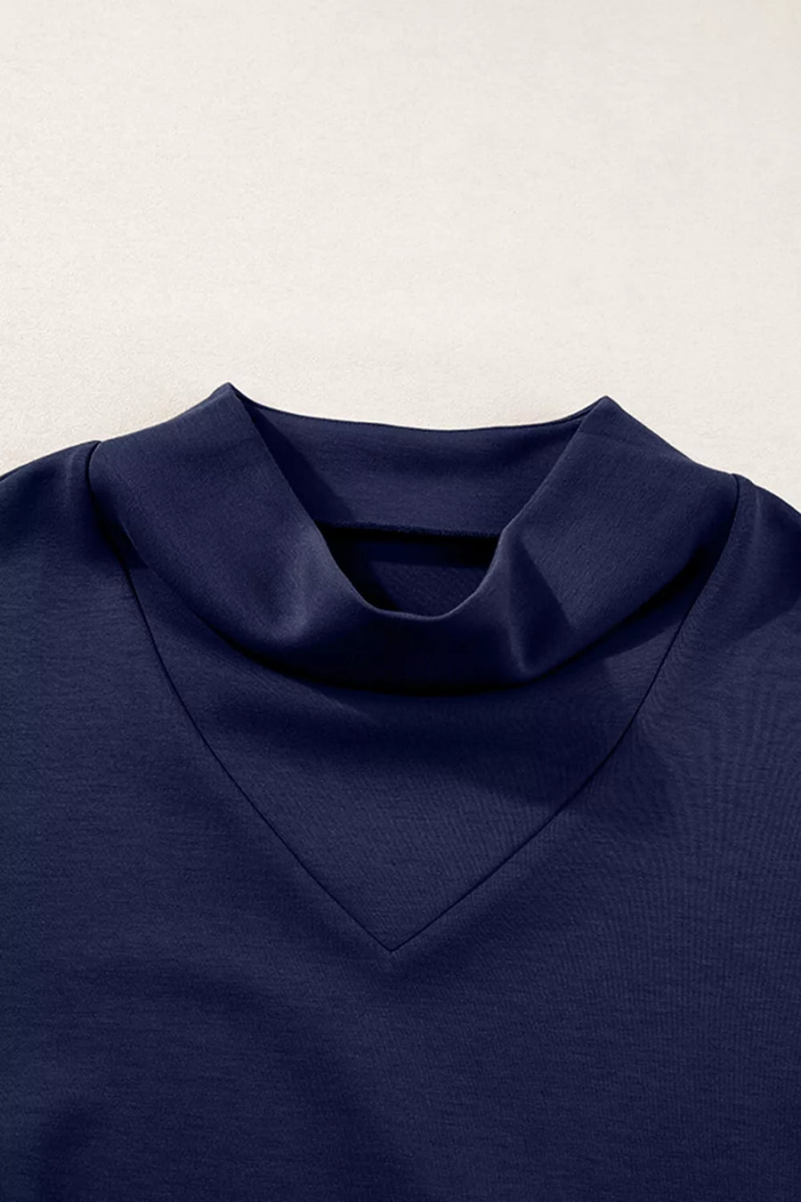 navy blue relaxed lounge set with cowl neck