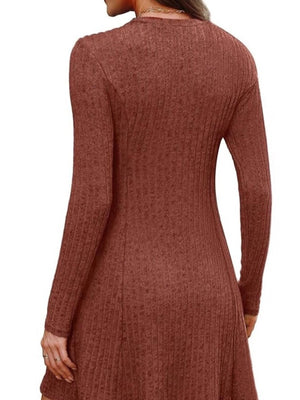 100% polyester Care instructions: Machine wash cold sweater dress in Caramel with A-line silhouette