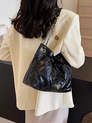 Ruched Leather Shoulder Bag option 6