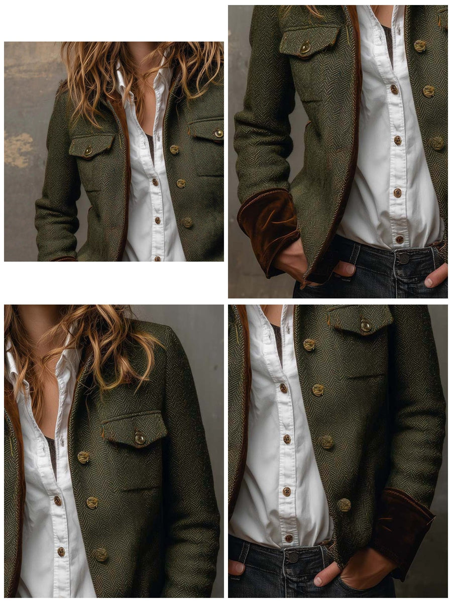 Army Green regular blazer with notch lapel
