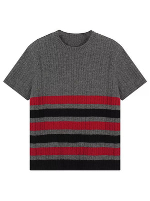 Gray Men's Ribbed Short Sleeve Knit Top