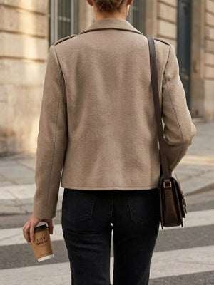 camel blazer with cropped and open-front