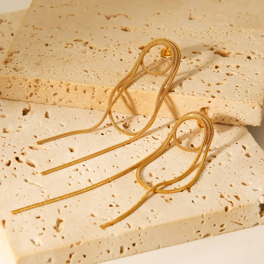 gold earrings with long and post-back
