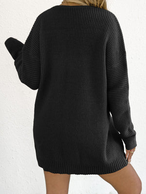 sweater dress in Apricot Color with ribbed and mini