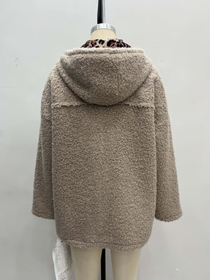 streetwear zip hoodie in Khaki with hooded