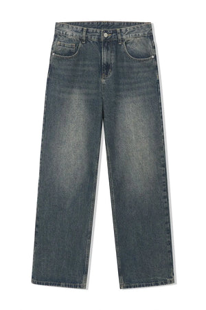 Relaxed fit denim trucker jacket in medium wash with front pockets.