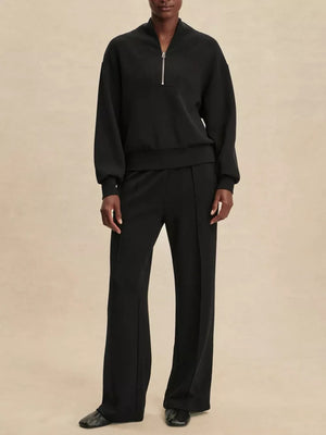 athleisure sweatshirt and wide-leg pants set in Gray with mock neck