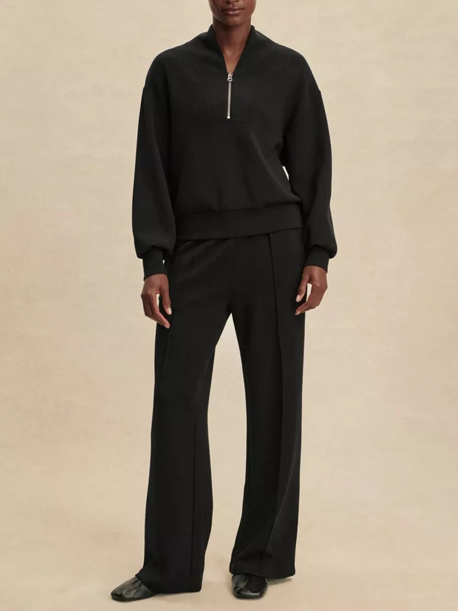 athleisure sweatshirt and wide-leg pants set in Gray with mock neck