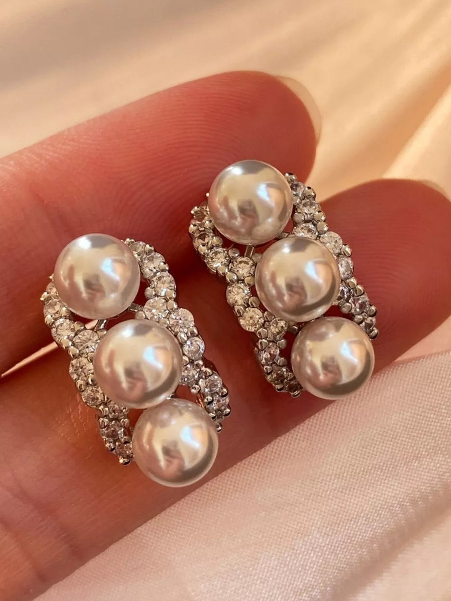 white earrings with short and post-back