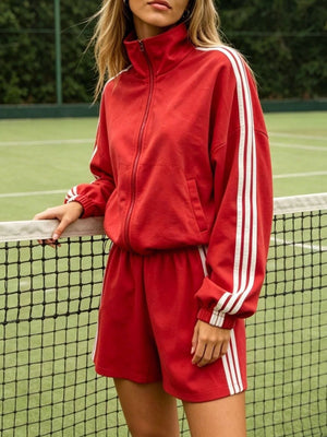 track jacket in Grey with ribbed and cropped