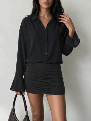 black with shirt dress with buttoned