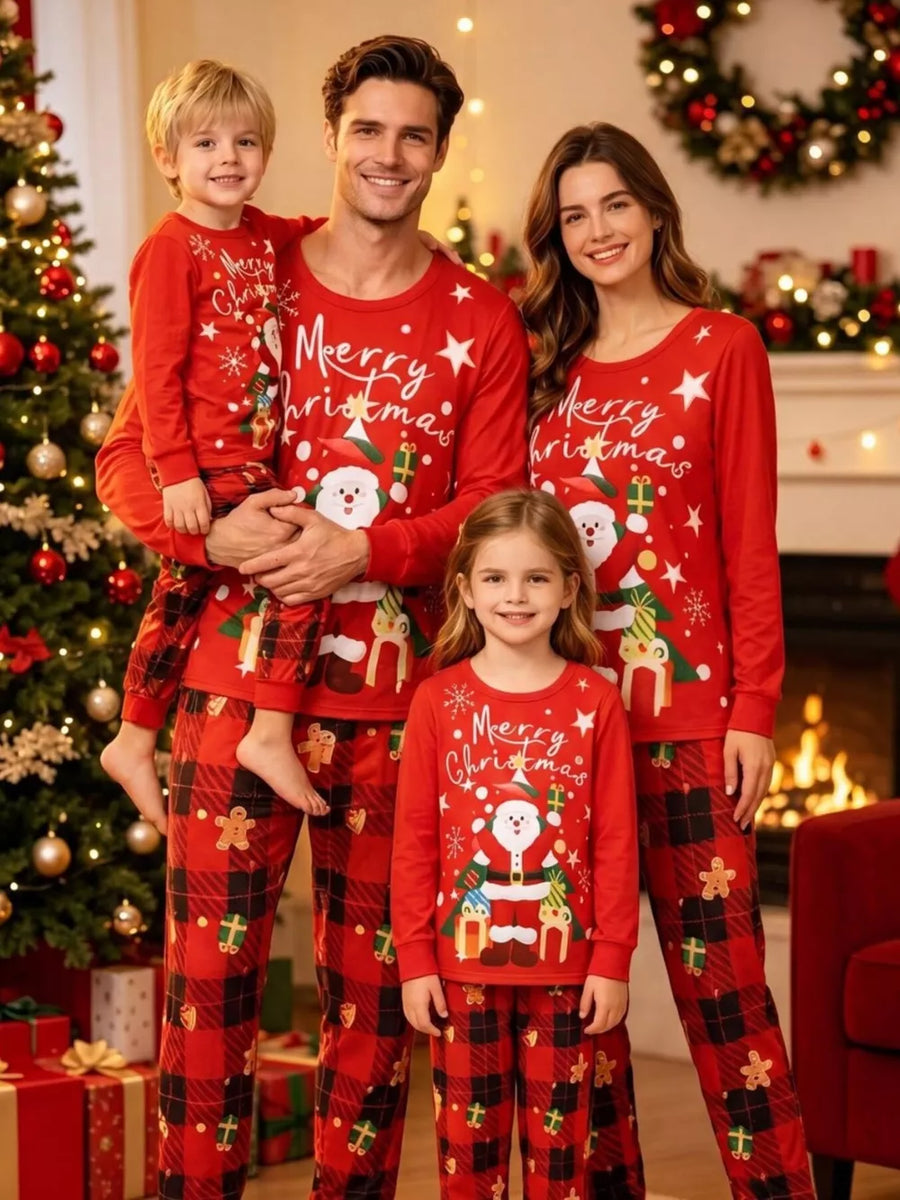 Kid-Red pajama set with full-length and pullover