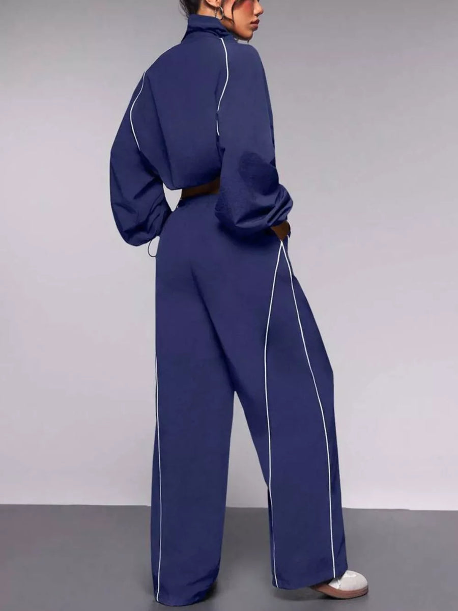 Orange Red relaxed tracksuit with mock neck