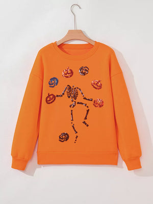 crewneck sweater featuring graphic in Orange with 50% polyester, 50% cotton Care instructions: Machine wash cold texture