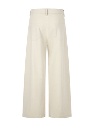 95%polyester,5%spandex Care instructions: Machine wash cold wide-leg pants in cream with wide-leg silhouette