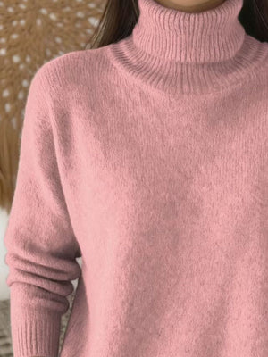 100% polyester Care instructions: Machine wash cold turtleneck sweater in Red with relaxed silhouette