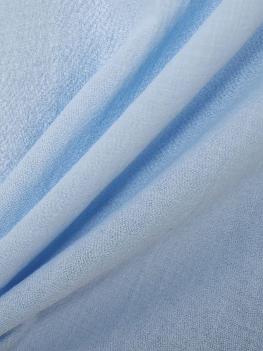 Light Blue Henley Linen Polo Shirt