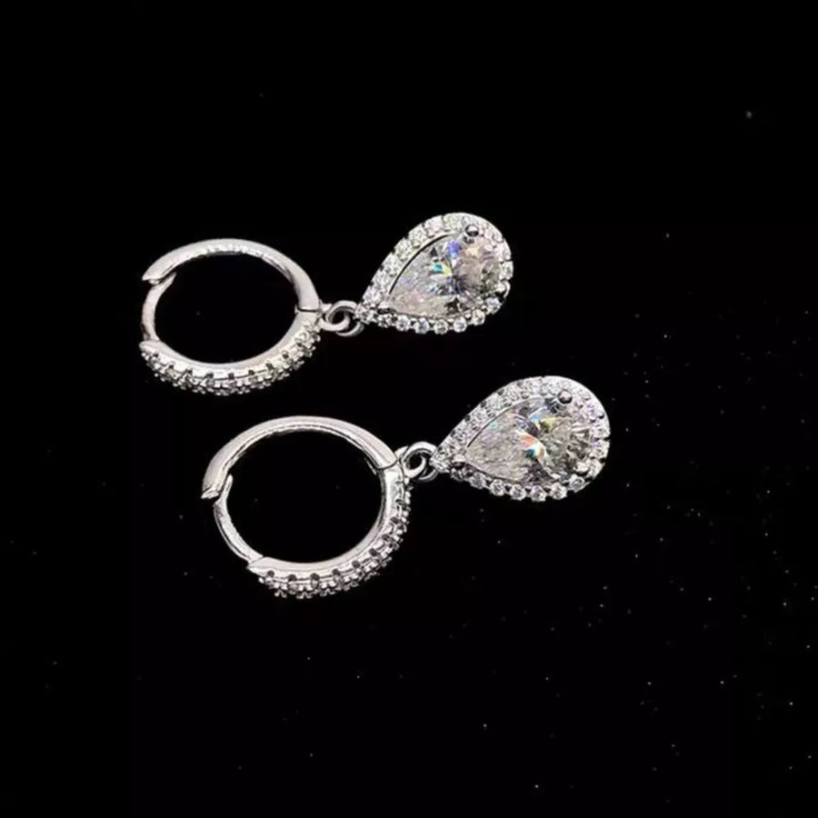 earrings in Silver with moissanite stones and 0.6 inches