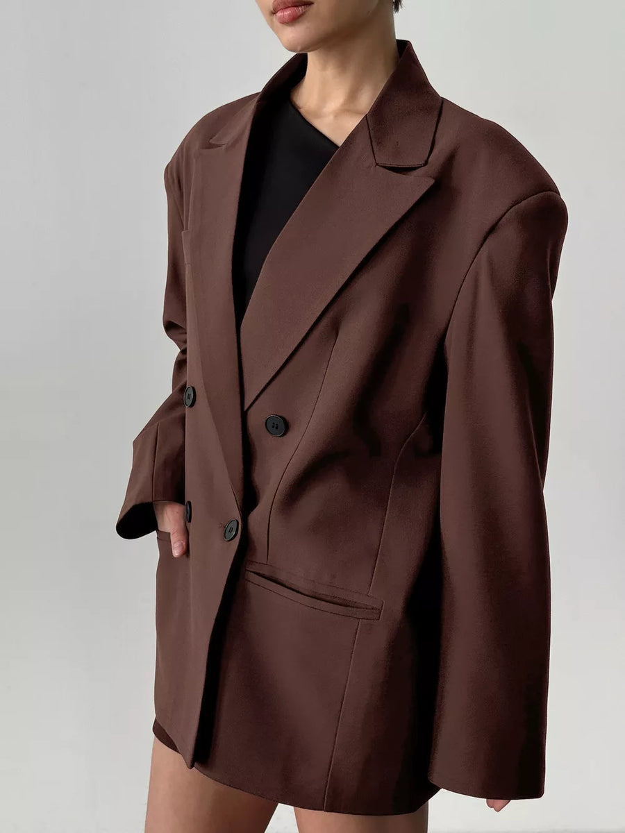 classic blazer in dark brown with notch lapel